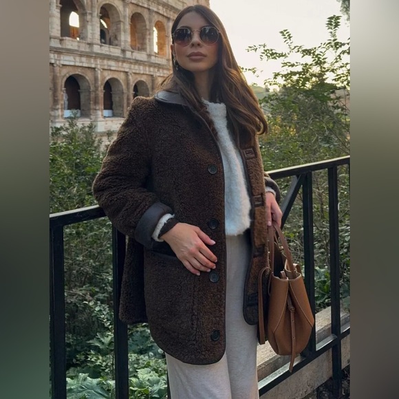 ZARA NEW WOMEN DOUBLE FACED REVERSIBLE FAUX LEATHER COAT JACKET - Picture 5 of 17